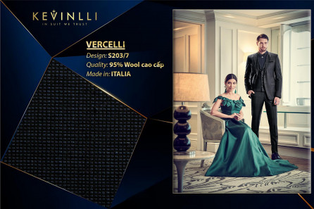 S203/7 Vercelli CVM - Vải Suit 95% Wool - Xanh đen Trơn